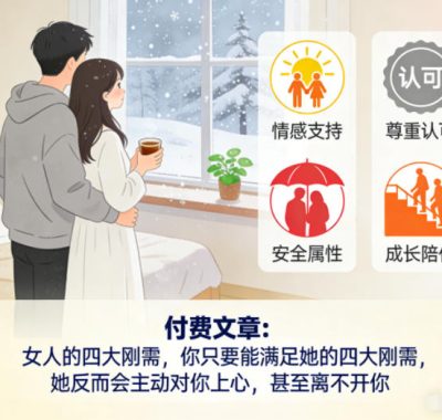 付费文章：女人的四大刚需，你只要能满足她的四大刚需，她反而会主动对你上心，甚至离不开你