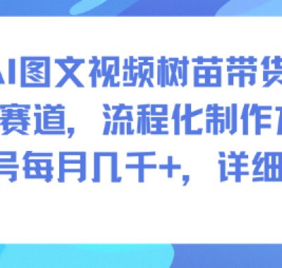AI图文视频树苗带货，冷门赛道，流程化制作方法，单号每月几K，详细课程