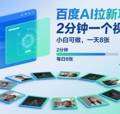 百度AI拉新项目，2分钟一个视频，小白可做，一天8张【附案例+保姆级教程】