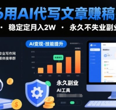 2026用AI代写文章賺稿费，提供接单渠道，稳定月入2W，永久不失业副业