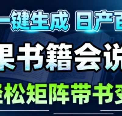 AI带书视频一键生成！30S一条素材，做账号就像呼吸一样简单，矩阵做月入1W+