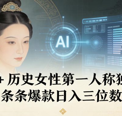 AI+历史女性第一人称独白，条条爆款日入三位数