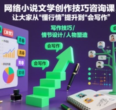 网络小说文学创作技巧咨询课，让大家从“懂行情”提升到”会写作”的高度