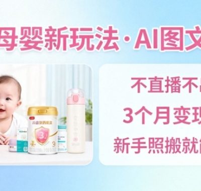 抖音母婴赛道新玩法，AI图文带货，不用直播，3个月变现5W，新手照搬就能出单