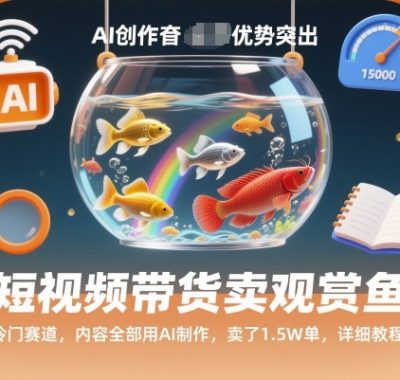 短视频带货卖观赏鱼，冷门赛道，内容全部用AI制作，卖了1.5W单，详细教程