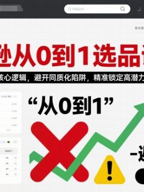 亚马逊从0到1选品课程,快速掌握选品核心逻辑,避开同质化陷阱,精准锁定高潜力市场
