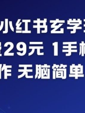 AI+小红书玄学玩法，每单收费29米，1手机1账号，小白可操作，无脑简单复制粘贴