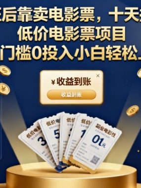 下班后靠卖电影票,十天搞了7k+,低价电影票项目,0门槛0投入小白轻松上手【揭秘】