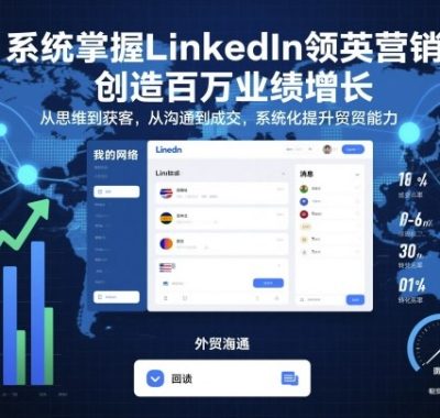 系统掌握LinkedIn领英营销，创造百万业绩增长，从思维到获客，从沟通到成交，系统化提升外贸能力