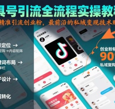 工具号引流全流程保姆级实操教程，全平台精准引流创业粉，最前沿的私域变现技术赋能