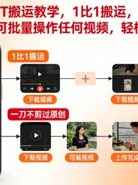 快手最新MT搬运教学，1比1搬运，一刀不剪能过原创，可批量操作任何视频，轻松连怼挂链