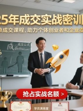 25年成交实战密训营，高客单成交课程，助力个体创业者和企业卖爆产品