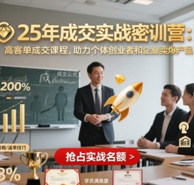 25年成交实战密训营，高客单成交课程，助力个体创业者和企业卖爆产品