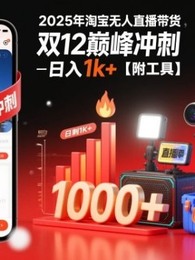 2025年淘宝无人直播带货，冲刺双12，日入1k+【附工具】【揭秘】