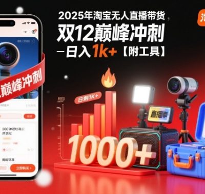 2025年淘宝无人直播带货，冲刺双12，日入1k+【附工具】【揭秘】
