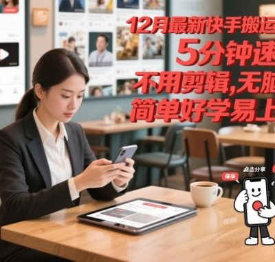 12月最新快手搬运技术，5分钟速学，不用剪辑无脑搬，简单好学易上手