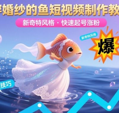 穿婚纱的鱼短视频制作教学，新奇特风格，快速起号涨粉