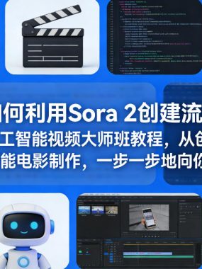 如何利用Sora 2创建流行AI人工智能视频大师班教程，从创意到人工智能电影制作，一步一步地向你展示