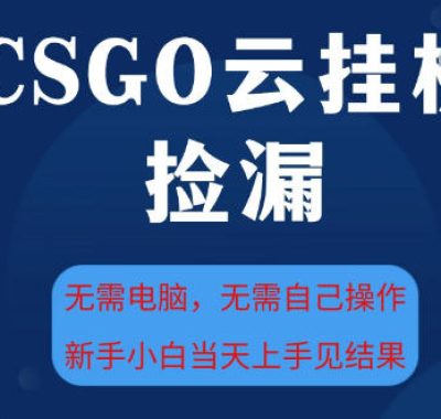 CSGO云挂G全自动捡漏，最新独家玩法，无需电脑操作，新手小白日入5张+【揭秘】