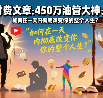 付费文章：450万油管大神：如何在一天内彻底改变你的整个人生？