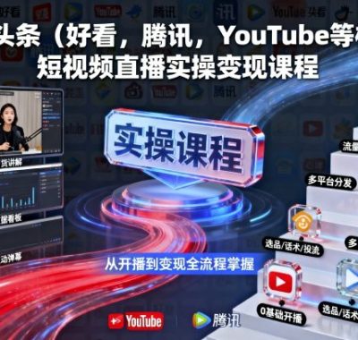 今日头条（好看，腾讯，YouTube等横屏）短视频直播实操变现课程