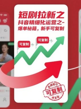 短剧拉新之抖音精细化运营之爆单秘籍，新手可复制