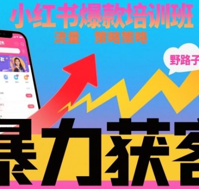 小红书爆款培训班，小红书获客野路子流量打法，暴力持续获客