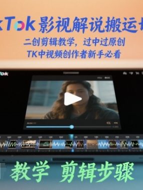 TikTok影视解说搬运切片+二创剪辑教学,过中过原创,TK中视频创作者新手必看