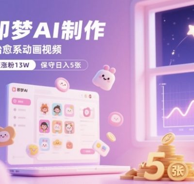 用即梦AI制作治愈系动画视频，16个视频涨粉13W，保守日入5张