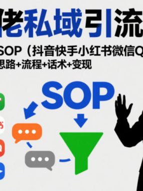 某大佬私域引流教学，各平台引流SOP（抖音快手小红书微信QQ等），思路+流程+话术+变现