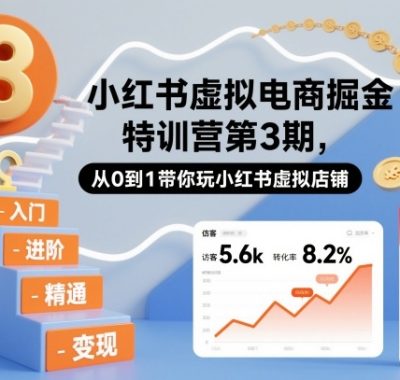 小红书虚拟电商掘金特训营第3期，从0到1带你玩小红书虚拟店铺
