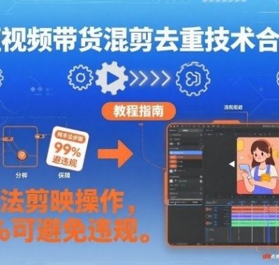 短视频带货混剪去重技术合集，纯手法剪映操作，99%可避免违规