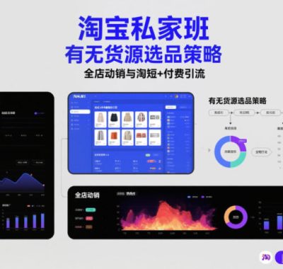 淘宝私家班，有无货源选品策略，高成功率爆款全流程打法，全店动销与淘短+付费引流