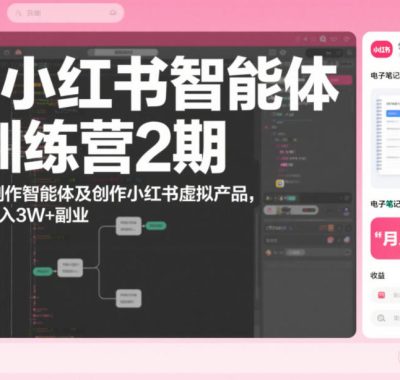 AI小红书智能体训练营2期，教你用AI制作智能体及创作小红书虚拟产品，打造个人月入3W+副业（更新）