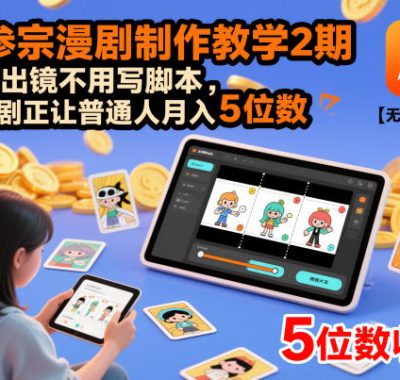 多参宗漫剧制作教学2期，不用出镜不用写脚本，AI漫剧正让普通人月入5位数（更新）