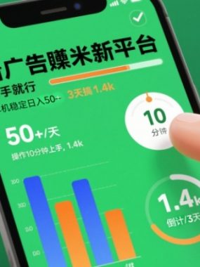 看广告賺米新平台，有手就行，单机稳定日入50+，操作10分钟上手，3天搞了1.4k【揭秘】
