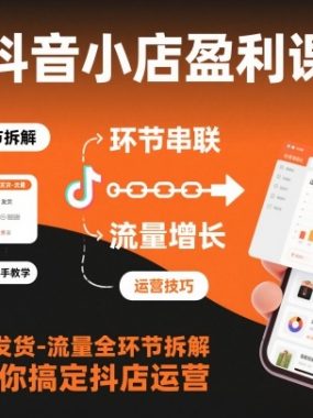抖音小店盈利课-选品-上架-发货-流量全环节拆解，手把手教你搞定抖店运营