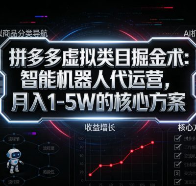 拼多多虚拟类目掘金术：智能机器人代运营，月入1-5W的核心方案【揭秘】