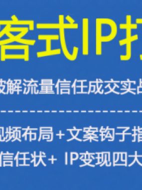获客型IP打造，破解流量信任成，四类短视频布局+文案钩子指令创作IP三大信任状+IP变现四大模式
