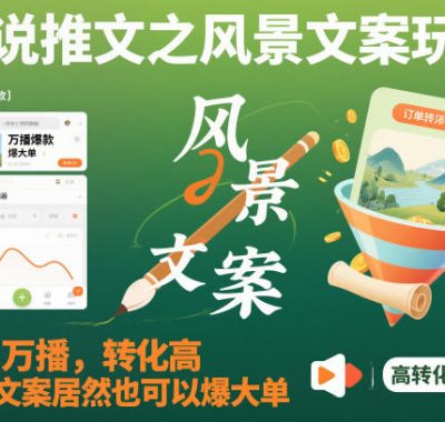 小说推文之风景文案玩法，条条万播，转化高，风景文案居然也可以爆大单！