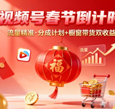 视频号做春节倒计时，流量精准，分成计划+橱窗带货双收益