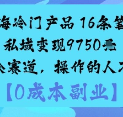 蓝海冷门产品：16条笔记私域变现9750米小众赛道，操作的人不多