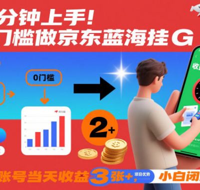 3分钟上手！0门槛做京东蓝海全自动掘金，2个账号当天收益3张+，小白闭眼冲【揭秘】