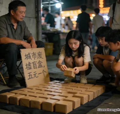 他把别人丢掉的垃圾做成盲盒，五块钱一个，年轻人排队来买