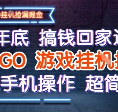 25年底搞钱回家过年，CSGO游戏挂G掘金，纯手机操作超简单【揭秘】