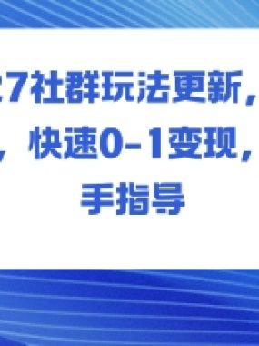 社群玩法更新,长期玩法,快速0-1变现,手把手指导