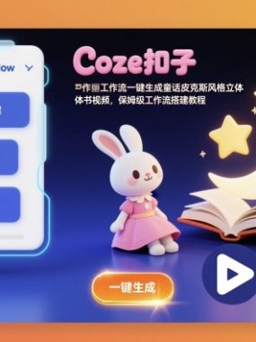 Coze扣子工作流一键生成童话皮克斯风格立体书视频，保姆级工作流搭建教程