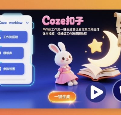 Coze扣子工作流一键生成童话皮克斯风格立体书视频，保姆级工作流搭建教程