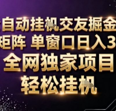 AI全自动聊天交友掘金项目，批量可矩阵，单窗口收益轻松30+【揭秘】