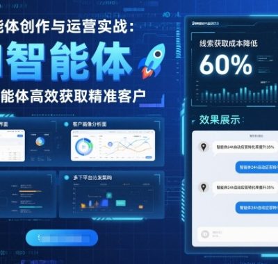 AI智能体创作与运营实战，实体门店通过智能体高效获取精准客户